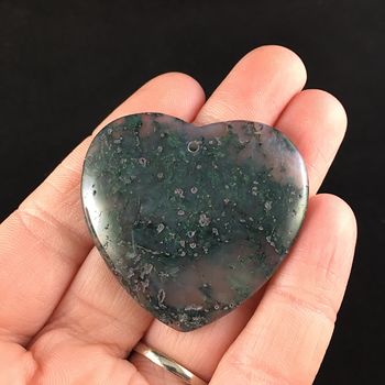 Heart Shaped Moss Agate Stone Jewelry Pendant #W79NMn9A748