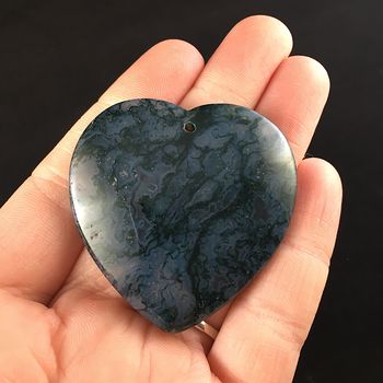 Heart Shaped Moss Agate Stone Jewelry Pendant #bNXkv16VFeM