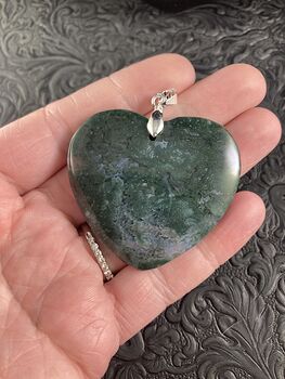 Heart Shaped Moss Agate Stone Jewelry Pendant #fMvCey0cVNM