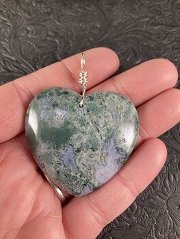 Heart Shaped Moss Agate Stone Jewelry Pendant #pOa5oFUXVQs
