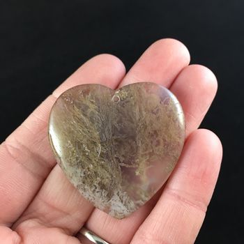 Heart Shaped Moss Agate Stone Jewelry Pendant #qkX7E9DXc0I