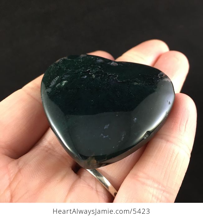 Heart Shaped Moss Agate Stone Jewelry Pendant - #3ERzCdxzOP8-2