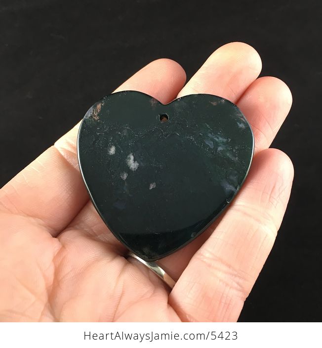 Heart Shaped Moss Agate Stone Jewelry Pendant - #3ERzCdxzOP8-6