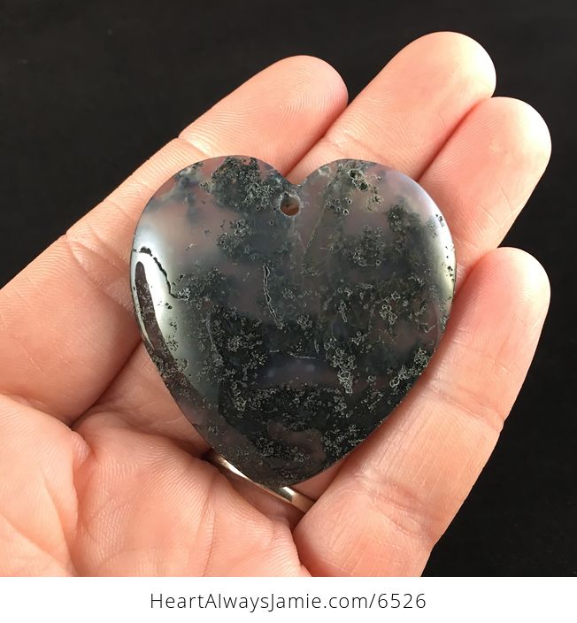 Heart Shaped Moss Agate Stone Jewelry Pendant - #5ErzLaE7SZs-1