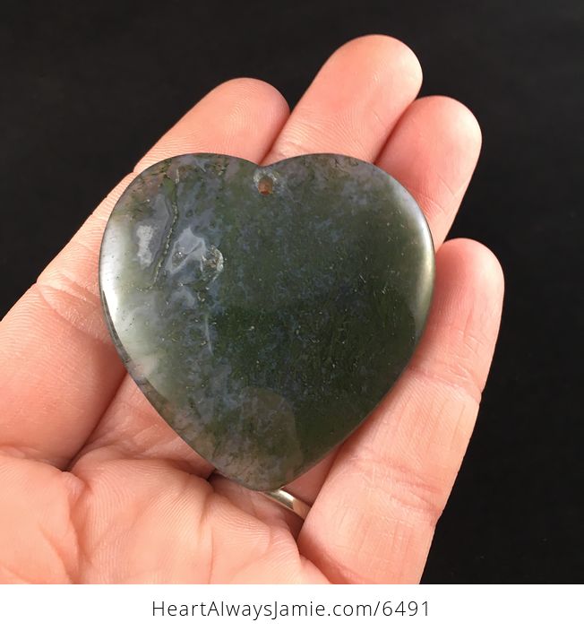Heart Shaped Moss Agate Stone Jewelry Pendant - #7MpvUX1kHfg-1