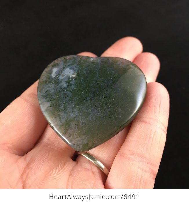 Heart Shaped Moss Agate Stone Jewelry Pendant - #7MpvUX1kHfg-2