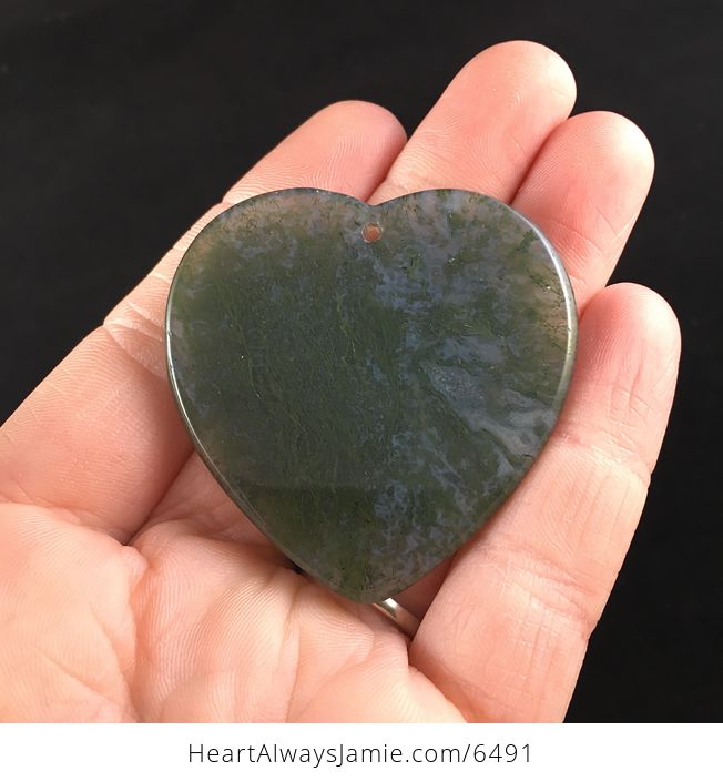 Heart Shaped Moss Agate Stone Jewelry Pendant - #7MpvUX1kHfg-6