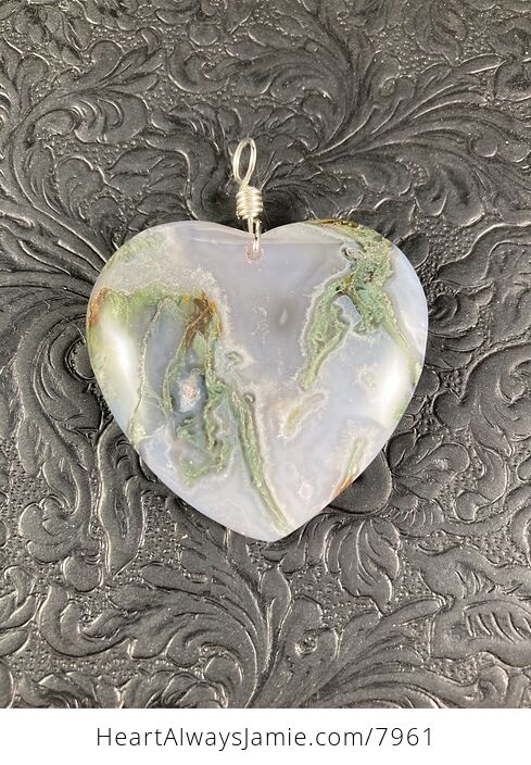 Heart Shaped Moss Agate Stone Jewelry Pendant - #AwdnTvSbn5w-4