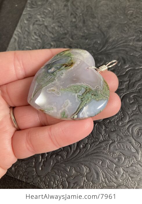 Heart Shaped Moss Agate Stone Jewelry Pendant - #AwdnTvSbn5w-6
