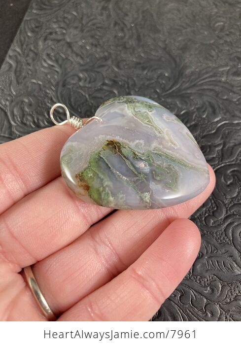 Heart Shaped Moss Agate Stone Jewelry Pendant - #AwdnTvSbn5w-7