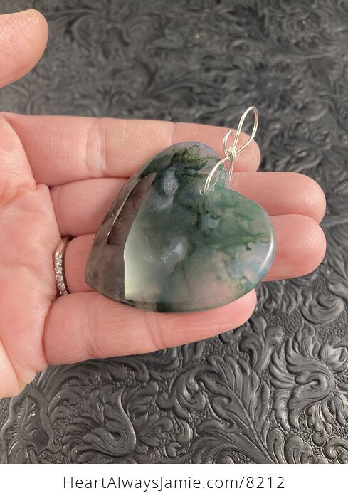 Heart Shaped Moss Agate Stone Jewelry Pendant - #DHRoESniG6E-2
