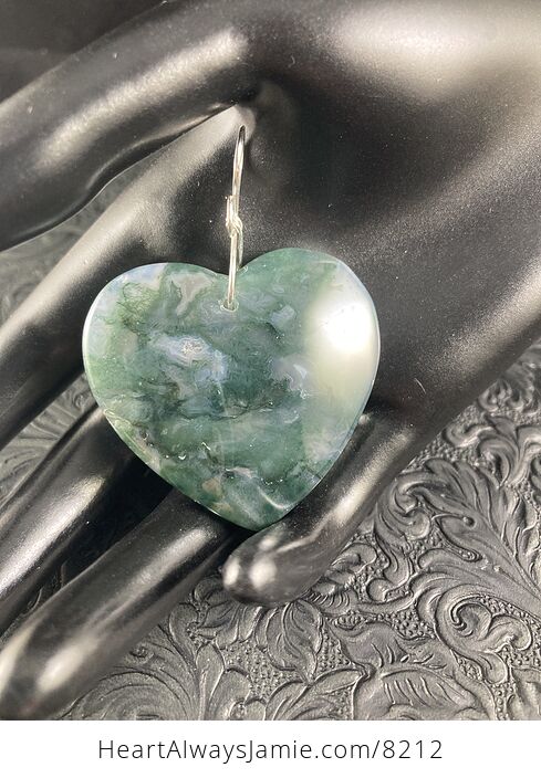 Heart Shaped Moss Agate Stone Jewelry Pendant - #DHRoESniG6E-6