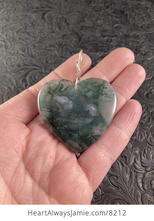 Heart Shaped Moss Agate Stone Jewelry Pendant - #DHRoESniG6E-1