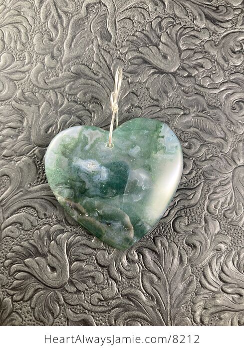 Heart Shaped Moss Agate Stone Jewelry Pendant - #DHRoESniG6E-4