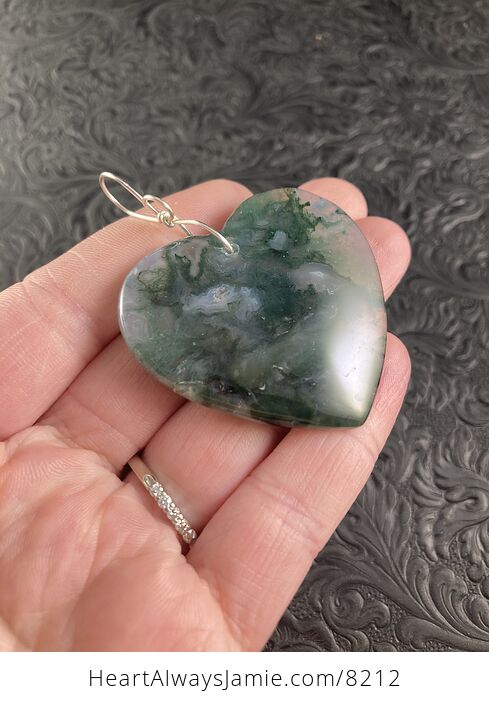 Heart Shaped Moss Agate Stone Jewelry Pendant - #DHRoESniG6E-3