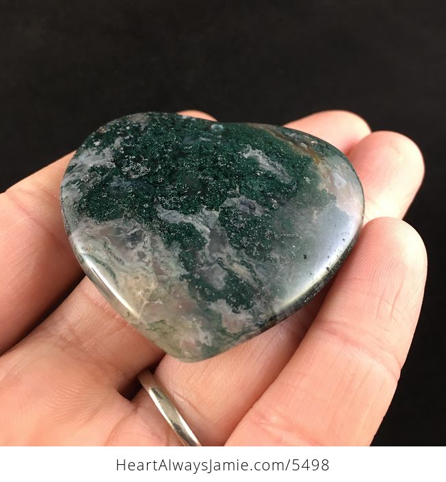 Heart Shaped Moss Agate Stone Jewelry Pendant - #DS8YT7SbZhU-2