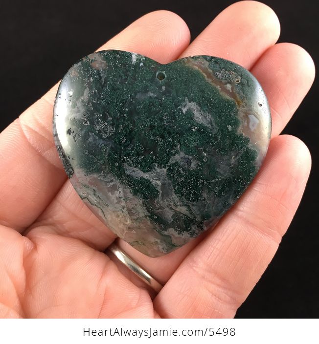 Heart Shaped Moss Agate Stone Jewelry Pendant - #DS8YT7SbZhU-1