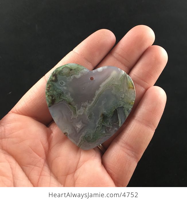 Heart Shaped Moss Agate Stone Jewelry Pendant - #DhfC7JhuHVs-5