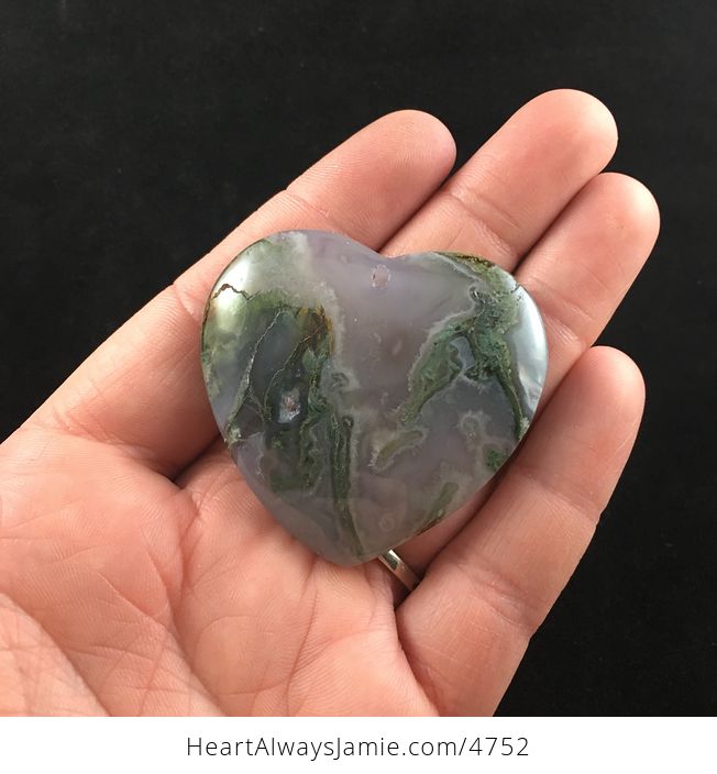 Heart Shaped Moss Agate Stone Jewelry Pendant - #DhfC7JhuHVs-1
