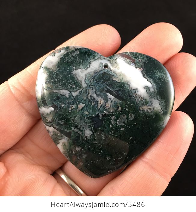 Heart Shaped Moss Agate Stone Jewelry Pendant - #GylQZptcK6o-1