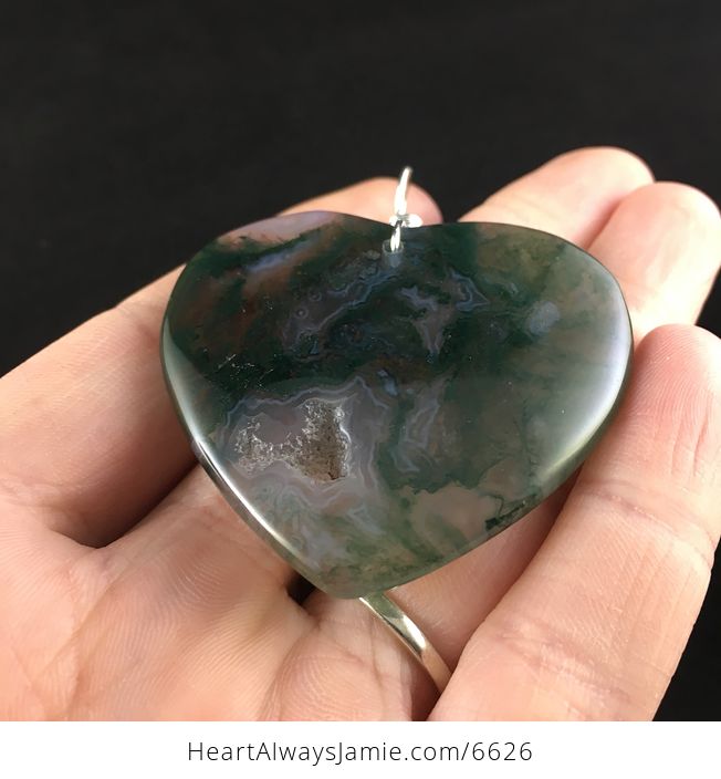 Heart Shaped Moss Agate Stone Jewelry Pendant - #I6y6W5TTT24-2