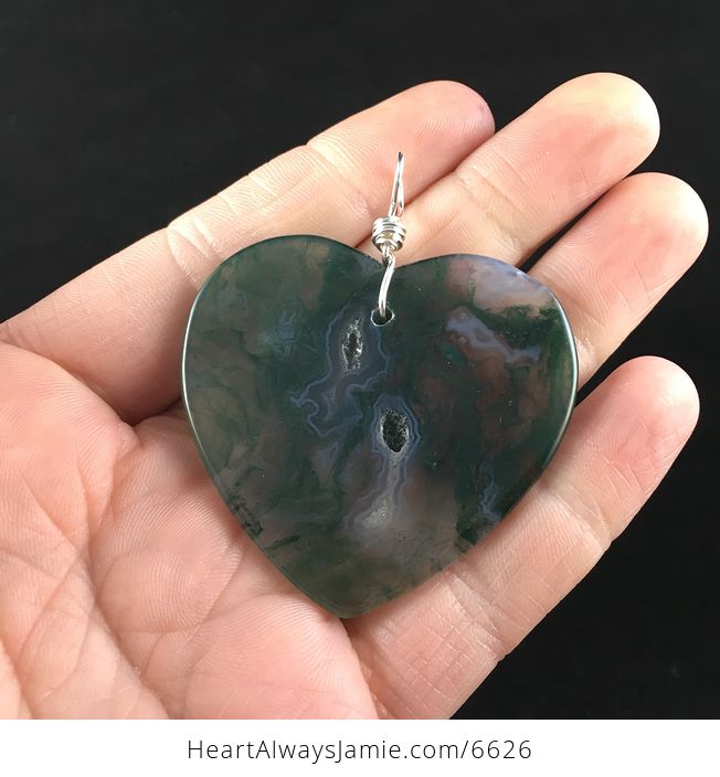 Heart Shaped Moss Agate Stone Jewelry Pendant - #I6y6W5TTT24-6