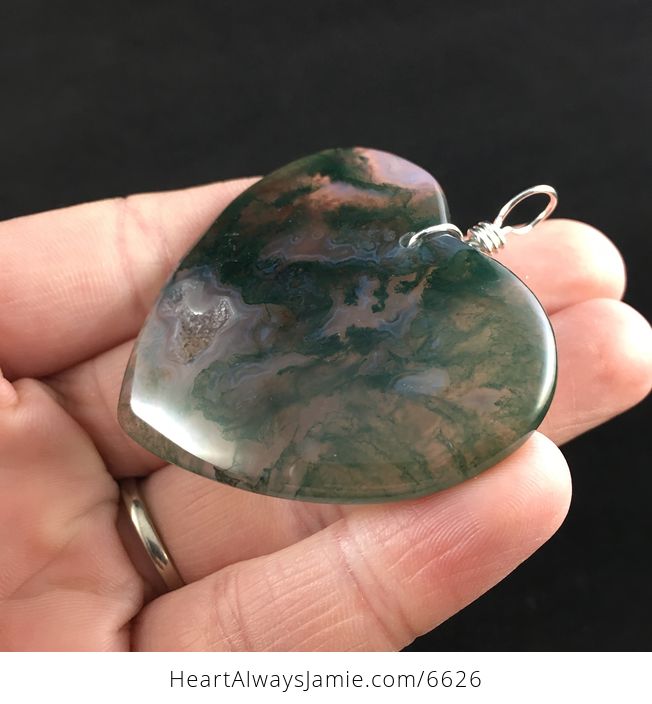 Heart Shaped Moss Agate Stone Jewelry Pendant - #I6y6W5TTT24-3