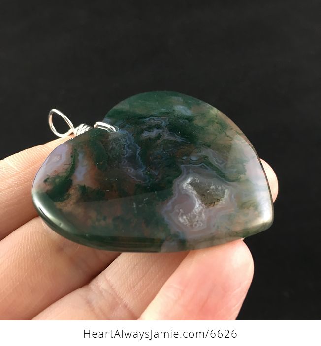 Heart Shaped Moss Agate Stone Jewelry Pendant - #I6y6W5TTT24-4