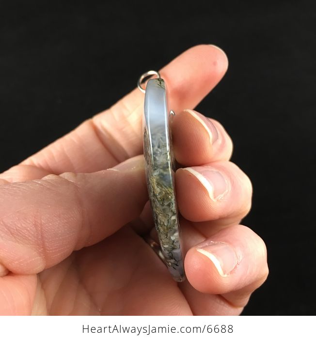 Heart Shaped Moss Agate Stone Jewelry Pendant - #J6aOA3o9HYk-5