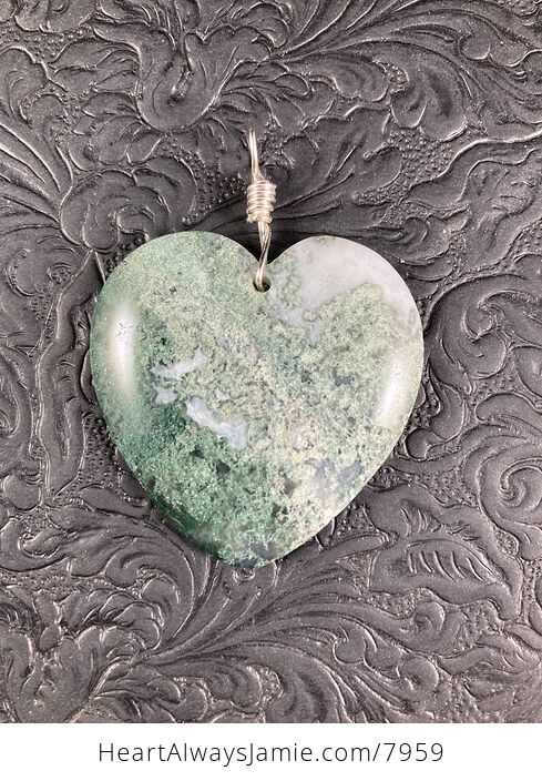 Heart Shaped Moss Agate Stone Jewelry Pendant - #NmRI2iKRk7U-7