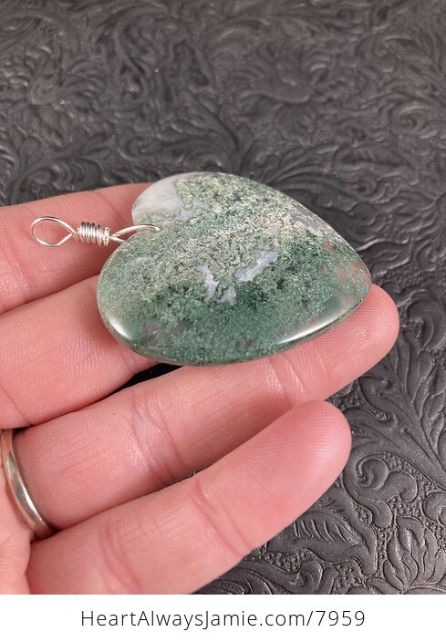 Heart Shaped Moss Agate Stone Jewelry Pendant - #NmRI2iKRk7U-6