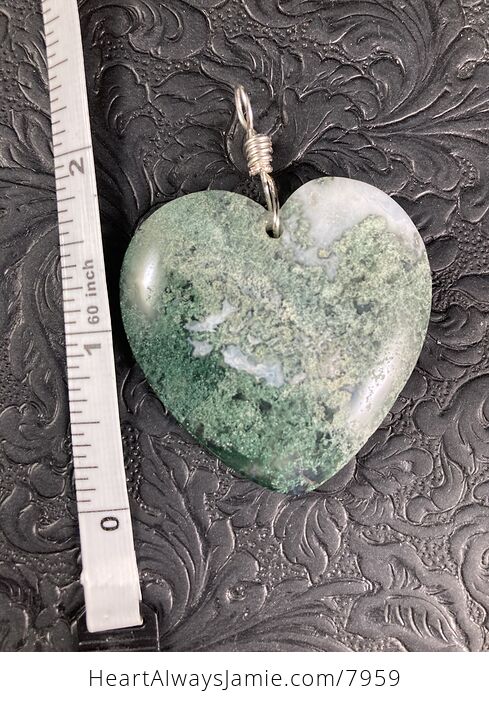 Heart Shaped Moss Agate Stone Jewelry Pendant - #NmRI2iKRk7U-8