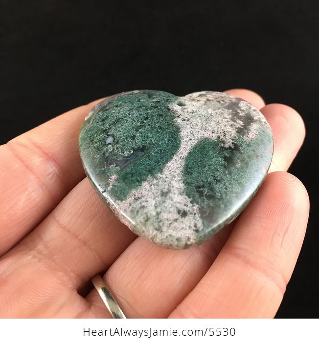 Heart Shaped Moss Agate Stone Jewelry Pendant - #O3NkWp51LMQ-2