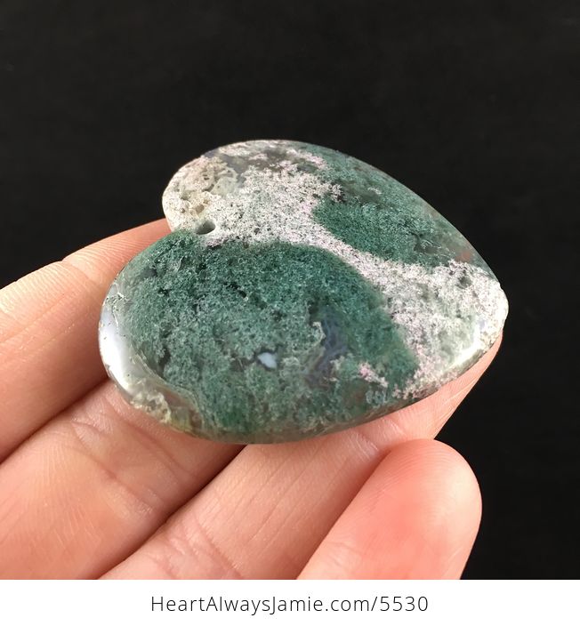 Heart Shaped Moss Agate Stone Jewelry Pendant - #O3NkWp51LMQ-4