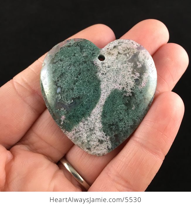 Heart Shaped Moss Agate Stone Jewelry Pendant - #O3NkWp51LMQ-1