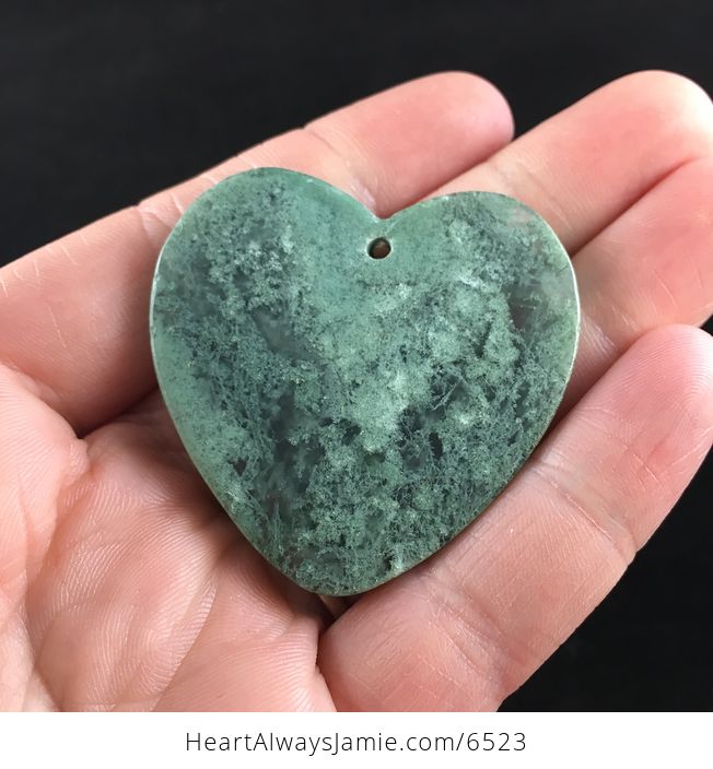 Heart Shaped Moss Agate Stone Jewelry Pendant - #O9trHwsgEq0-6