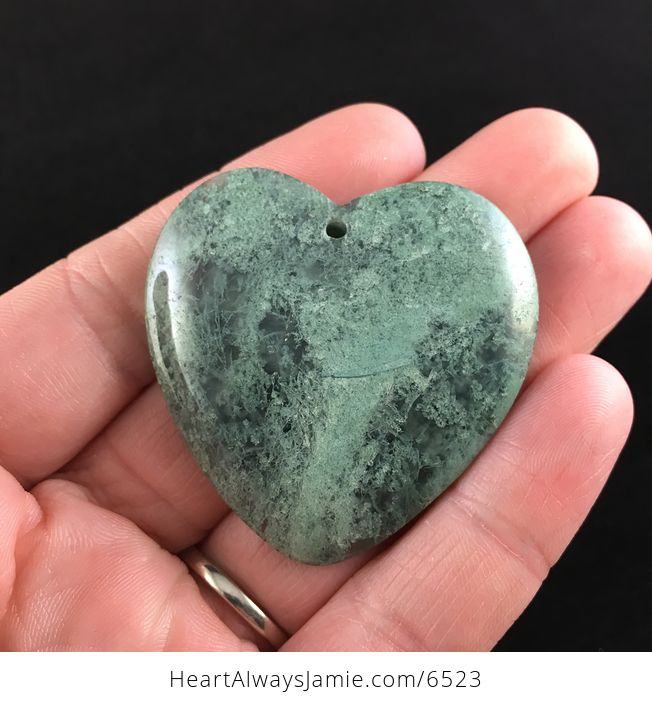Heart Shaped Moss Agate Stone Jewelry Pendant - #O9trHwsgEq0-1
