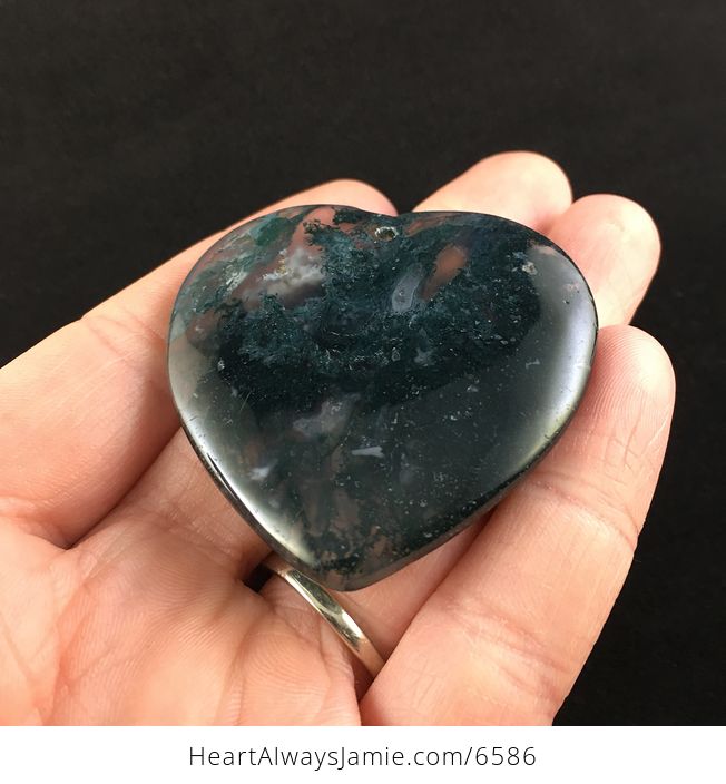 Heart Shaped Moss Agate Stone Jewelry Pendant - #P3NETsGm4rQ-2