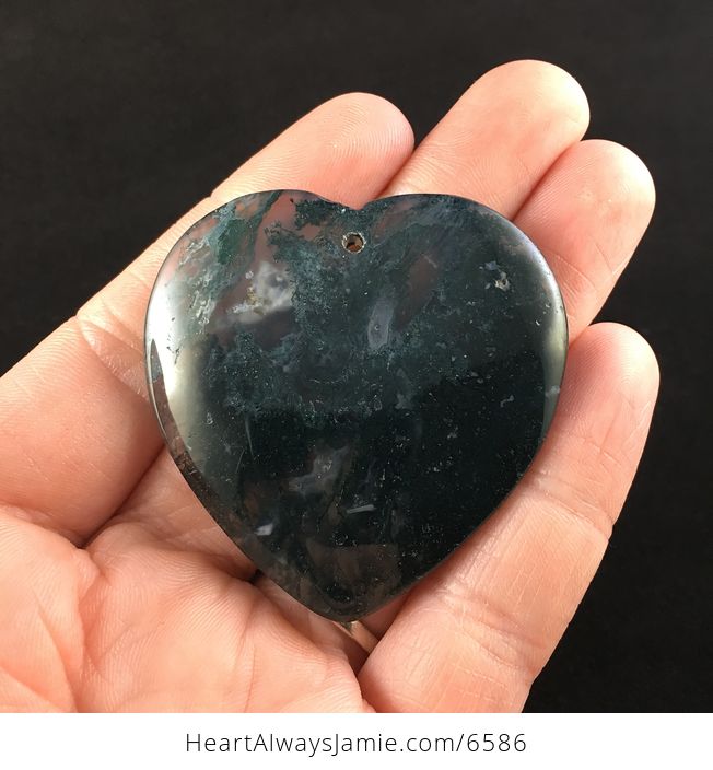 Heart Shaped Moss Agate Stone Jewelry Pendant - #P3NETsGm4rQ-1