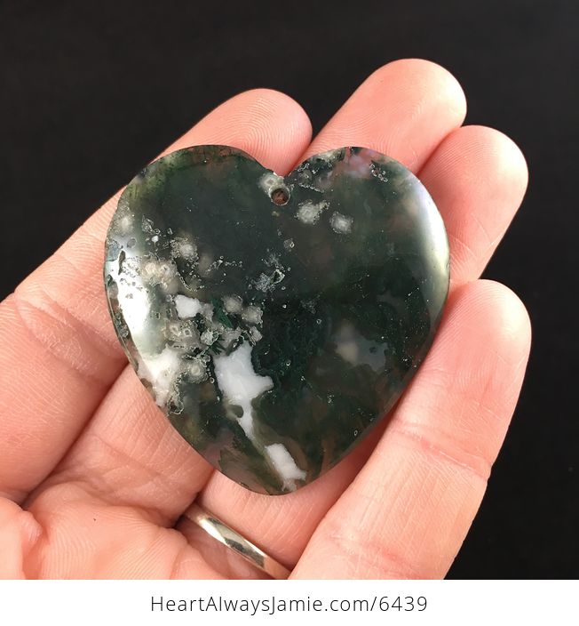 Heart Shaped Moss Agate Stone Jewelry Pendant - #Q6NZ1CCF0RY-1