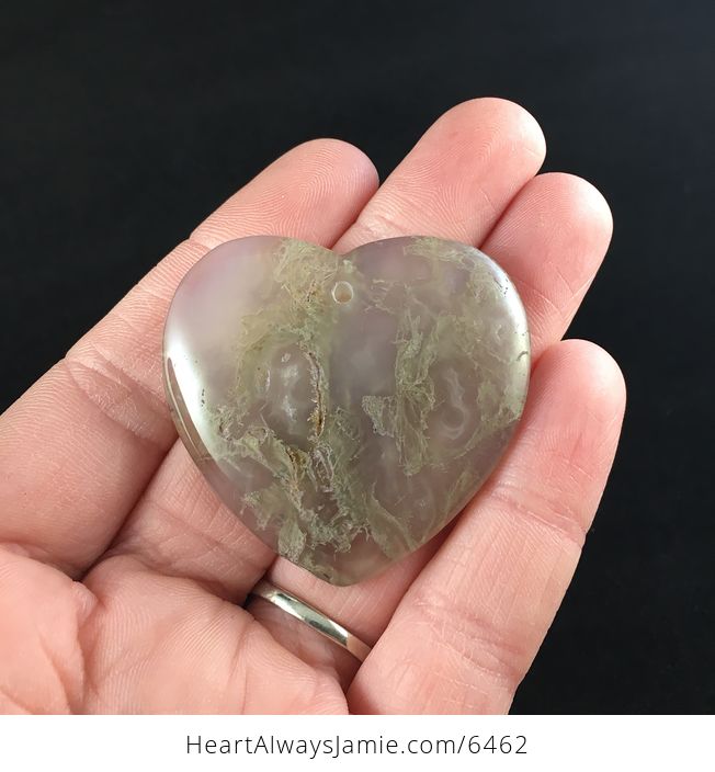 Heart Shaped Moss Agate Stone Jewelry Pendant - #SKOPc23OKuY-1