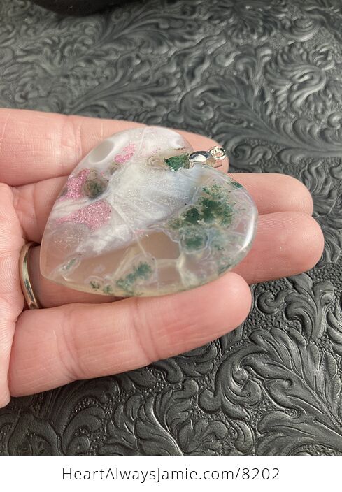 Heart Shaped Moss Agate Stone Jewelry Pendant - #WUR4rVdNA7I-3