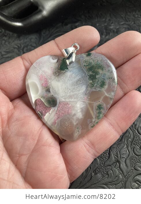 Heart Shaped Moss Agate Stone Jewelry Pendant - #WUR4rVdNA7I-2