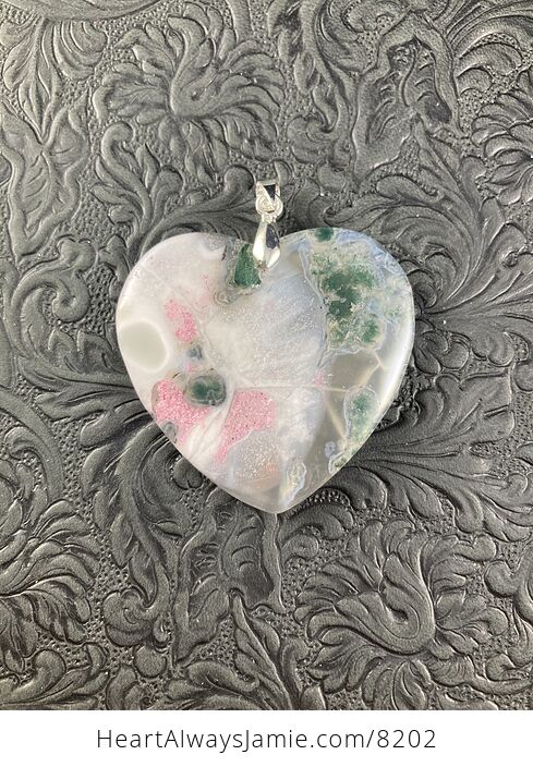 Heart Shaped Moss Agate Stone Jewelry Pendant - #WUR4rVdNA7I-7