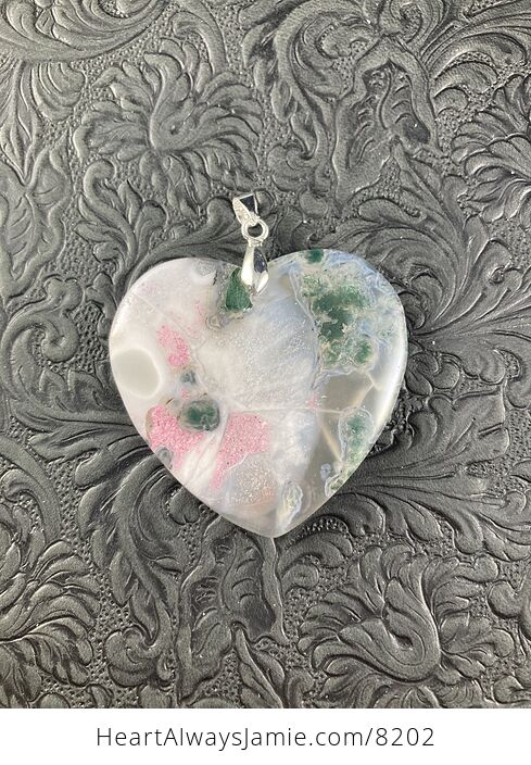 Heart Shaped Moss Agate Stone Jewelry Pendant - #WUR4rVdNA7I-5