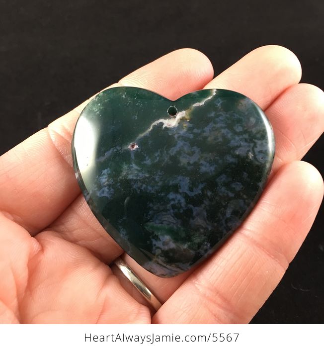 Heart Shaped Moss Agate Stone Jewelry Pendant - #ZnjZPalh0rs-1