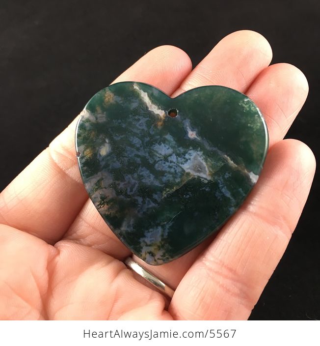 Heart Shaped Moss Agate Stone Jewelry Pendant - #ZnjZPalh0rs-5