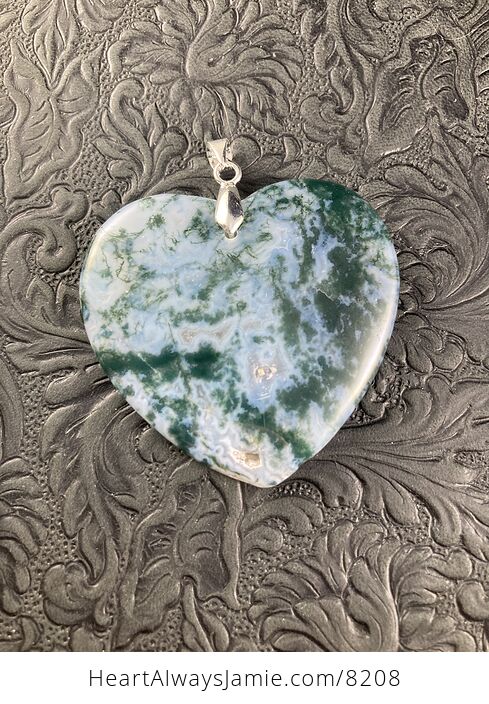 Heart Shaped Moss Agate Stone Jewelry Pendant - #bGQMEtIIqwU-3