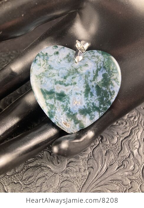 Heart Shaped Moss Agate Stone Jewelry Pendant - #bGQMEtIIqwU-2