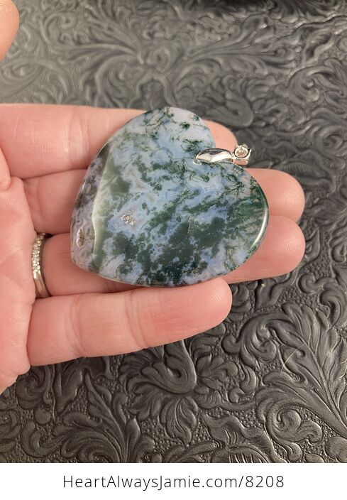 Heart Shaped Moss Agate Stone Jewelry Pendant - #bGQMEtIIqwU-5